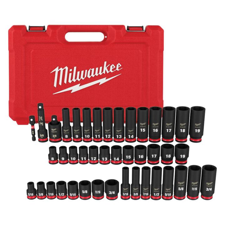 Milwaukee 3/8inch Drive SAE & Metric Deep 6 Point 43pc