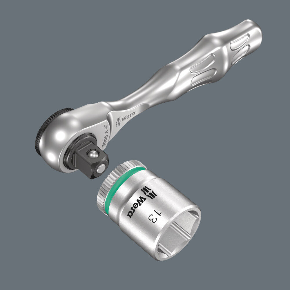 Wera Tools 8008 A Zyklop Mini 3 Ratchet with 1/4in Drive, large image number 3