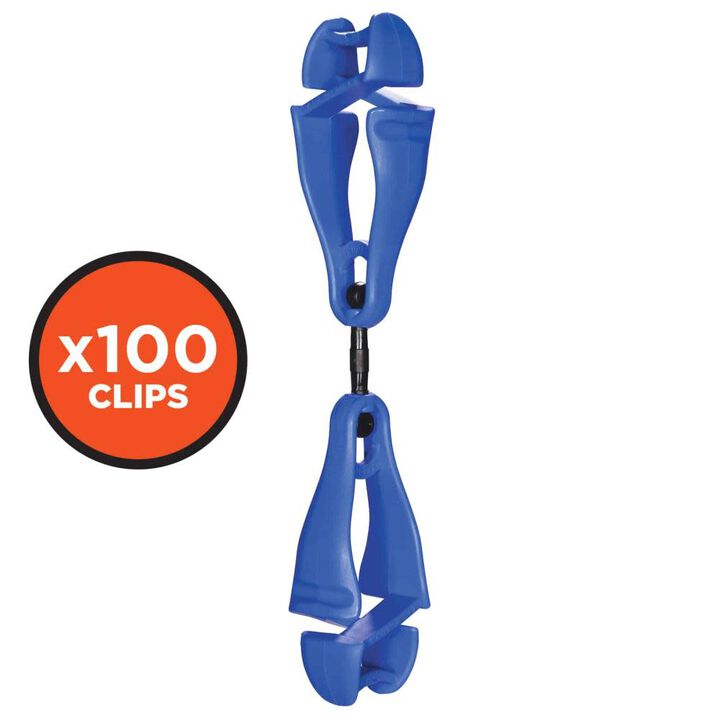 Ergodyne Squids 3420-BULK Swivel Glove Clip Holder Dual Clips Blue 100 Pieces