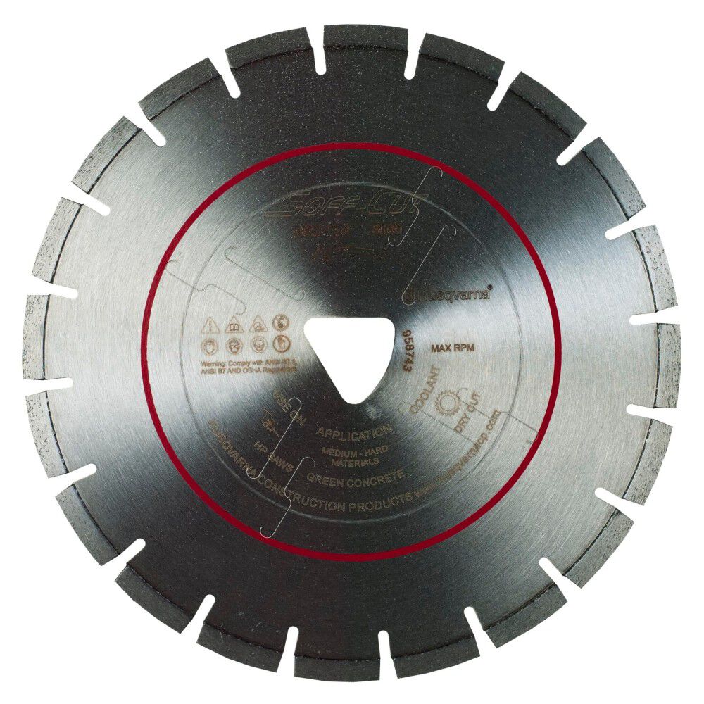 Husqvarna Construction 13.5 Inch Segmented Diamond Blade with Skid Plate for Concrete, large image number 1