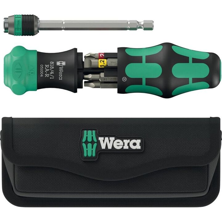 Wera Tools Kompakt 26 RA-R Kraftform Screwdriver Bit Set with Pouch, 6 Pieces