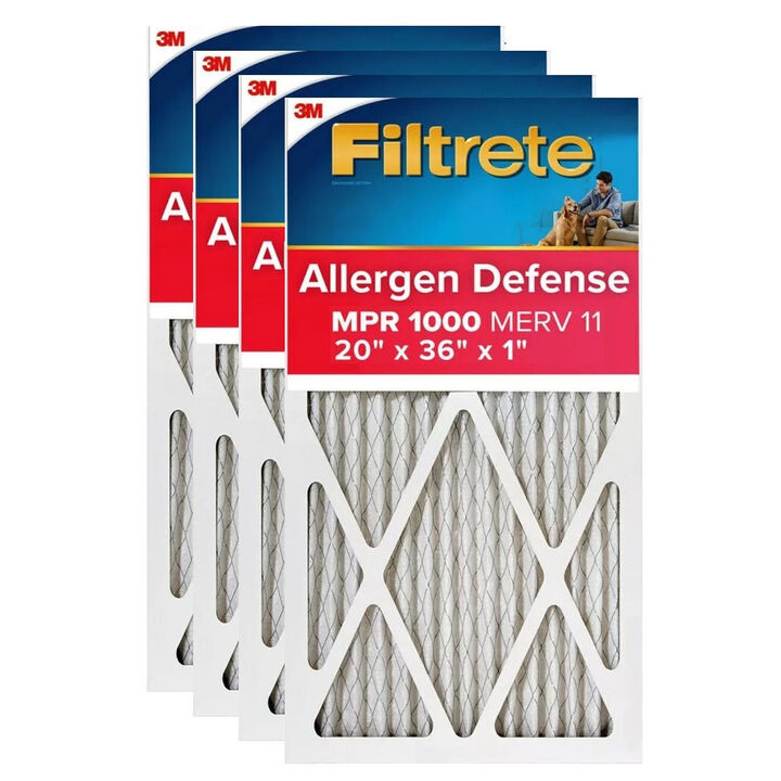 3M Filtrete 20 x 36 x 1-Inch 1000 MPR MERV 11 Allergen Defense Furnace Air Filter, 4-Pack