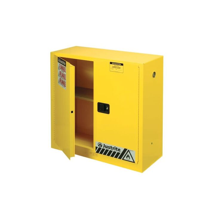 Justrite 30 Gallon Yellow Steel Manual Close Flammable Cabinet, large image number 3