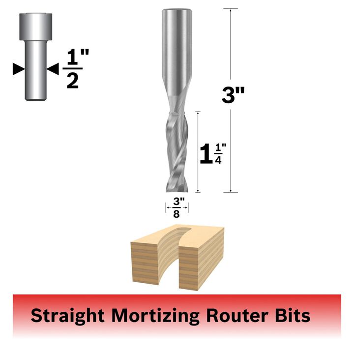 Bosch 3/8 Inch x 1-1/4 Inch Solid Carbide 2-Flute Upcut Spiral Bit, large image number 1