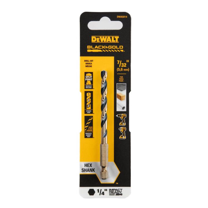 DEWALT 7/32in BLACK & GOLD Impact Ready METAL DRILL BIT, large image number 1