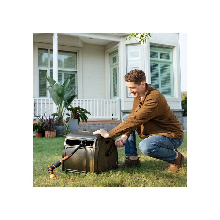 Giraffe Tools Green Metal Garden Hose Reel Box without Hose, large image number 6