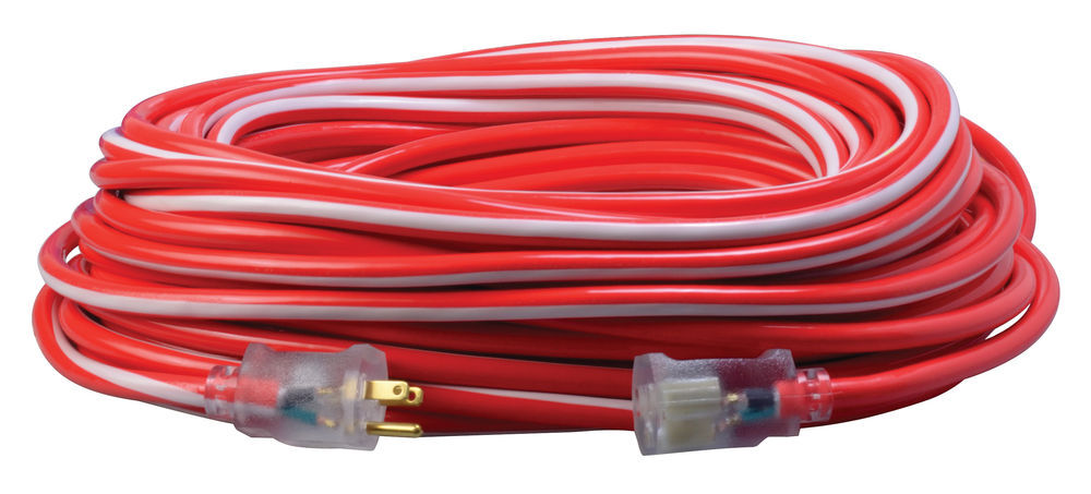 Southwire SJTW Extension Cord 12/3 100 Ft Red/White with Lighted Ends, large image number 1