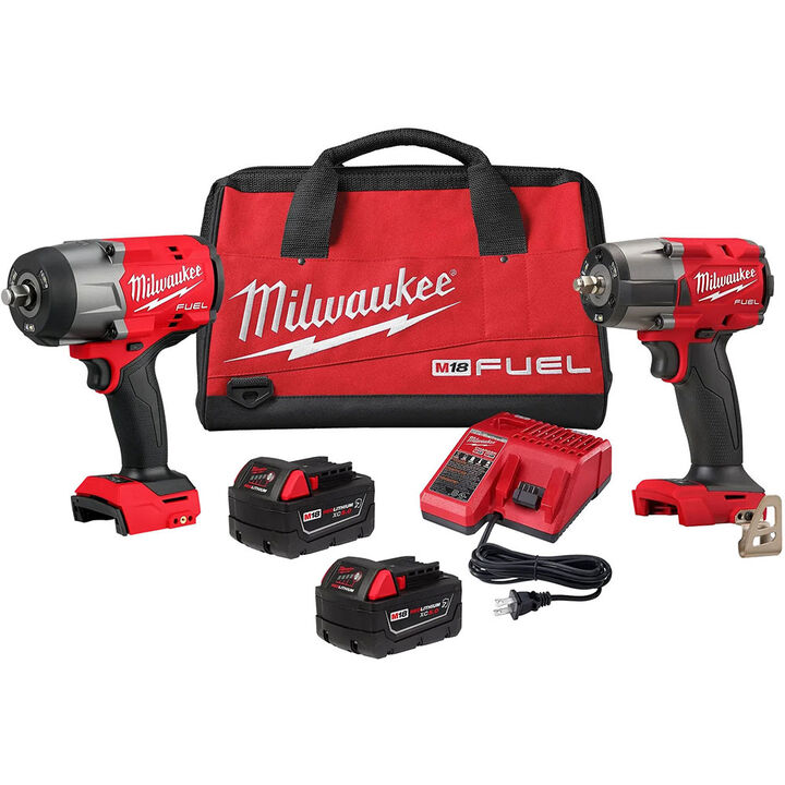Milwaukee M18 FUEL Automotive Combo Kit with 1/2 in High Torque Impact Wrench & 3/8 in Mid-Torque Impact Wrench