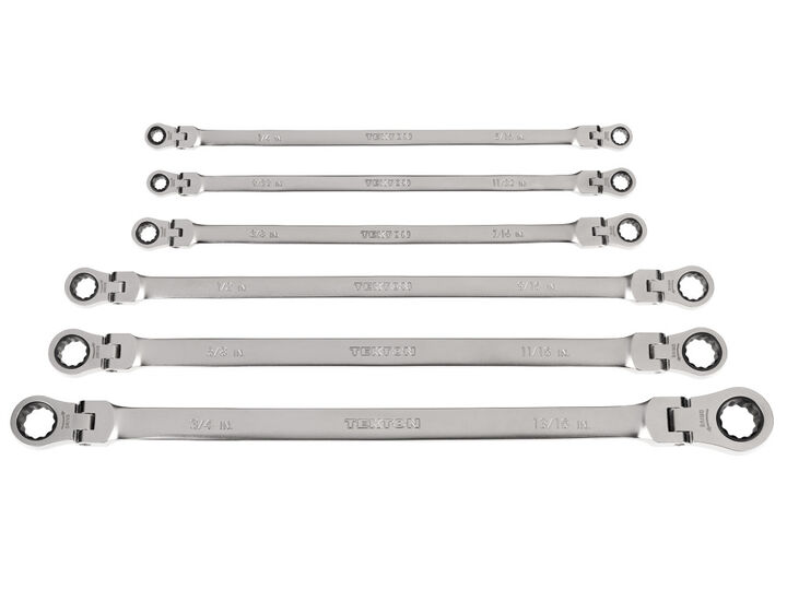 Tekton Flex Head Ratcheting Box End Wrench Set, 6 Piece (1/4-13/16 Inch)