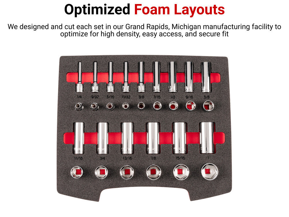 Tekton 3/8 Inch 6 Point Socket Set with Drawer and Rack, 30 Pieces (1/4-1 Inch), large image number 5