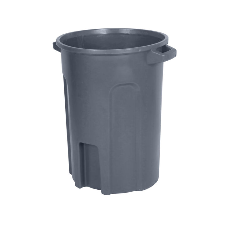 Toter 32 Gallon Round Trash Can with Lift Handle Dark Gray Granite