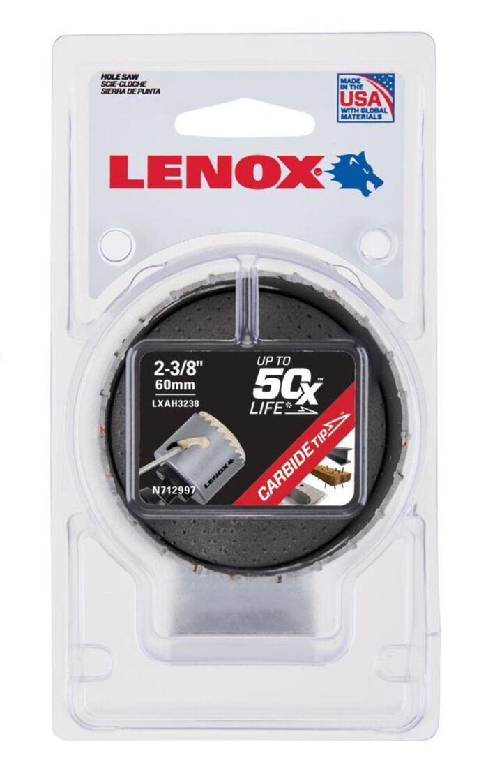 Lenox Hole Saw Carbide Tipped 2 3/8in 60mm, large image number 1
