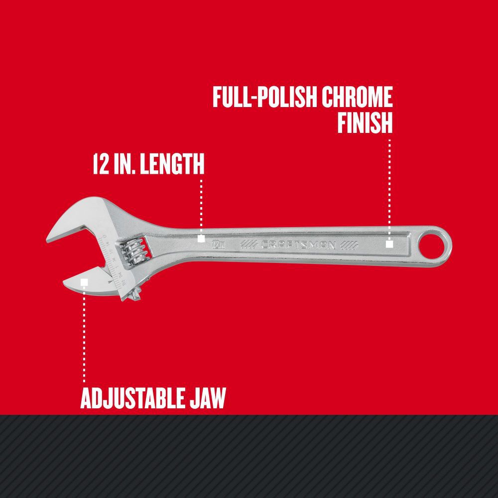 CRAFTSMAN 12 Inch All Steel Adjustable Wrench, large image number 2