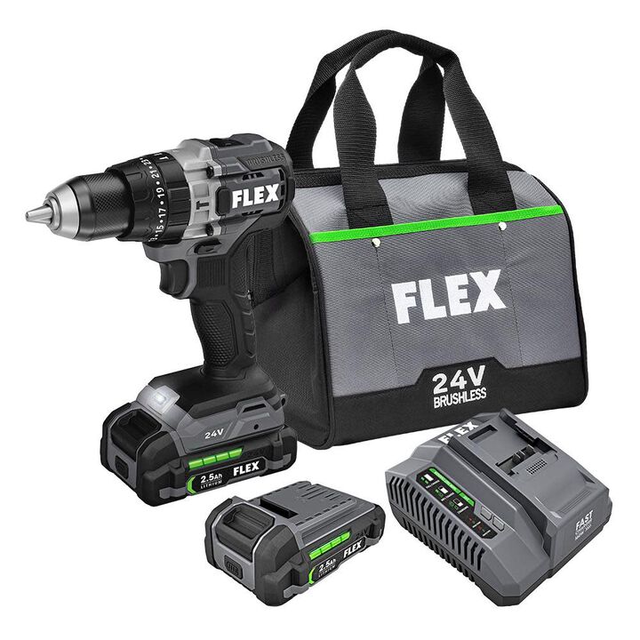 FLEX 24V 1/2-In. 2-Speed Hammer Drill Kit