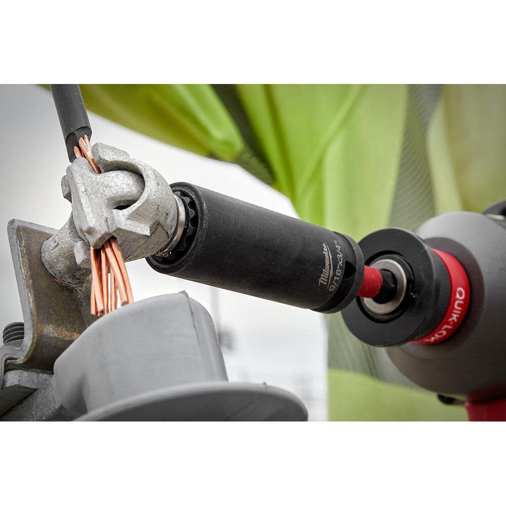 Milwaukee SHOCKWAVE Lineman's 12PT 9/16 in. x 3/4 in. 2-in-1 Socket, large image number 2