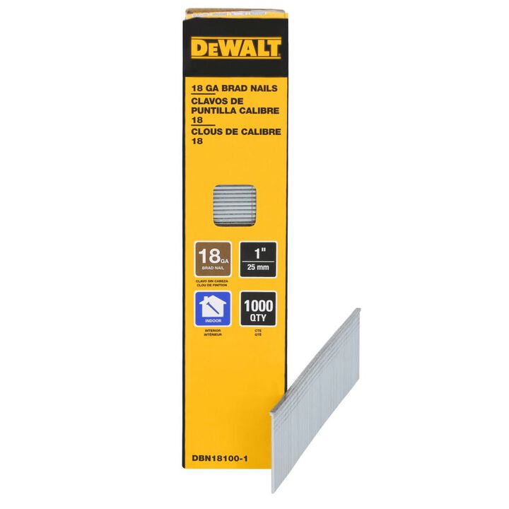 DEWALT 1 Inch 18 Gauge Brad Nails, 1000 Pieces