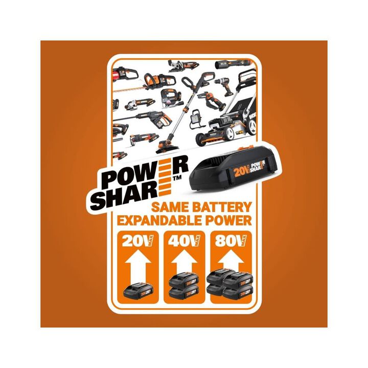 Worx Nitro Power Share 25 ft 20V 2Ah Cordless Drain Auger, large image number 8