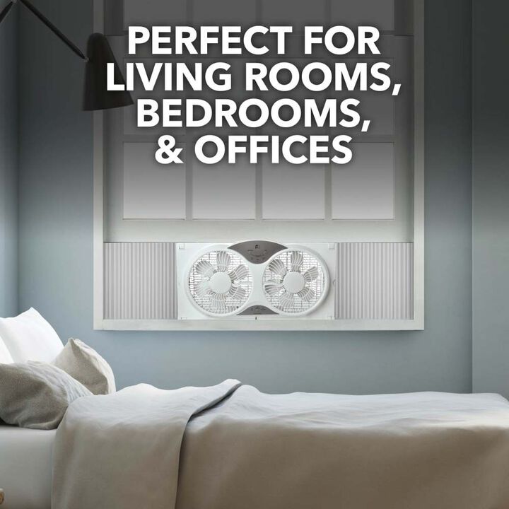 Perfect Aire 9 Inch 408 CFM Reversible Twin Window Fan with 3 Speed and Remote, large image number 6