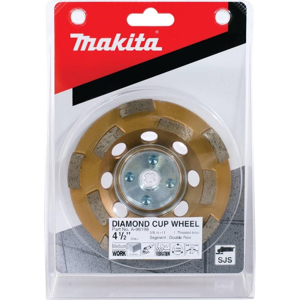 Makita 4 1/2 Inch Low-Vibration Double Row Segmented Rim Diamond Cup Wheel for Concrete, large image number 4