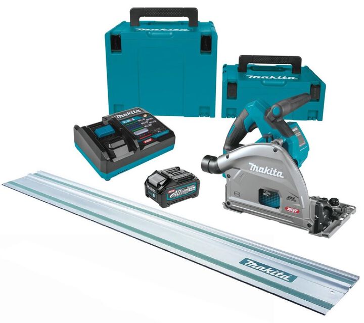 Makita 40V Max XGT 6 1/2 Inch Plunge Circular Saw Brushless Cordless Kit with 55 Inch Guide Rail Bundle