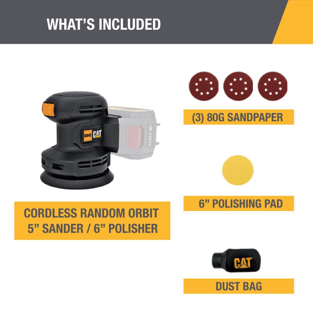 CAT 18V 1 FOR ALL Random Orbit 5 in Sander/6 in Polisher Cordless (Bare Tool), large image number 10