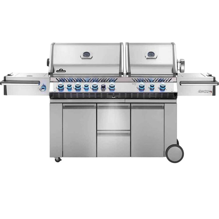 Napoleon Prestige PRO 825 Propane Gas Grill with Power Side Burner and Infrared Rear & Bottom Burners Stainless Steel
