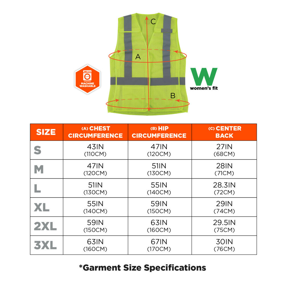 Ergodyne GloWear 8215BAW-S Class 2 Womens Breakaway Hi-Vis Lime Vest 2XL, large image number 7