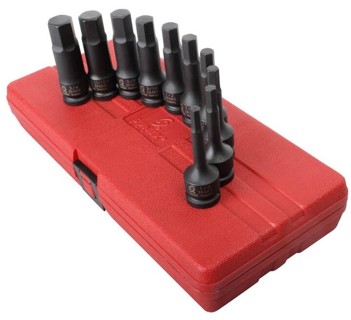 Sunex 1/2 In. Drive SAE Impact Hex Driver Set 10 pc.