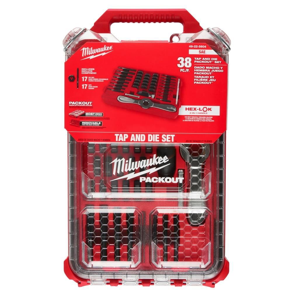 Milwaukee SAE Tap & Die PACKOUT 38pc Set with Hex-LOK 2-in-1 Handle, large image number 12