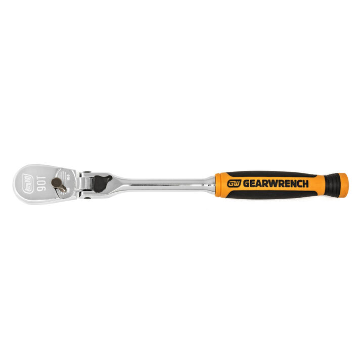 GEARWRENCH 1/4in Drive 90-Tooth Dual Material Locking Flex Head Teardrop Ratchet 8in