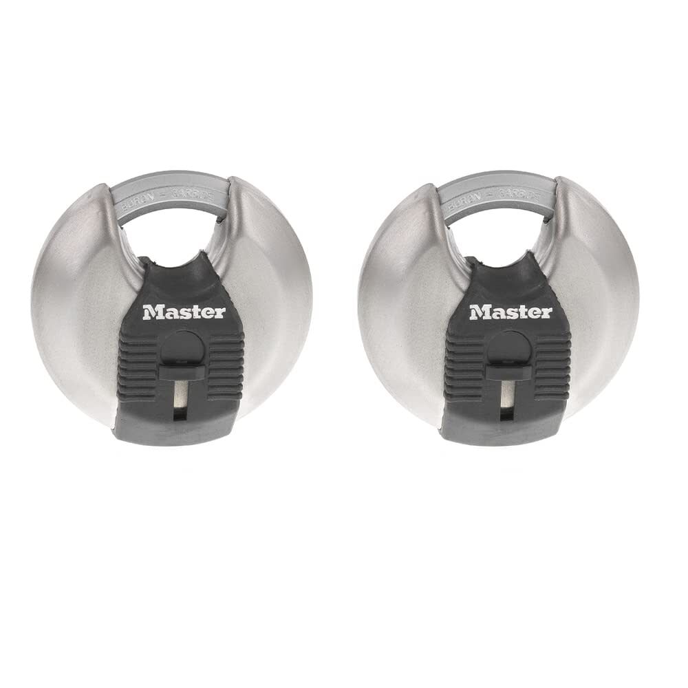 Master Lock Padlock with Shackle 2 3/4in Steel Keyed Alike Disc 2pk, large image number 1