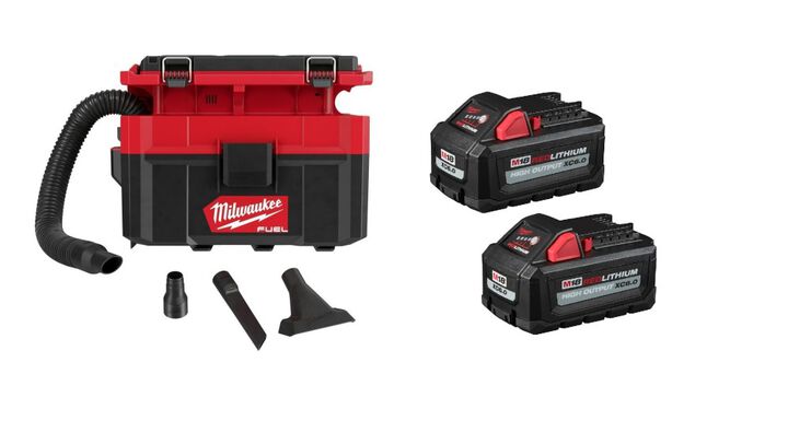 Milwaukee M18 FUEL PACKOUT 2.5 Gallon Wet/Dry Vacuum HIGH OUTPUT XC 6.0Ah Battery Pack 2pk Bundle