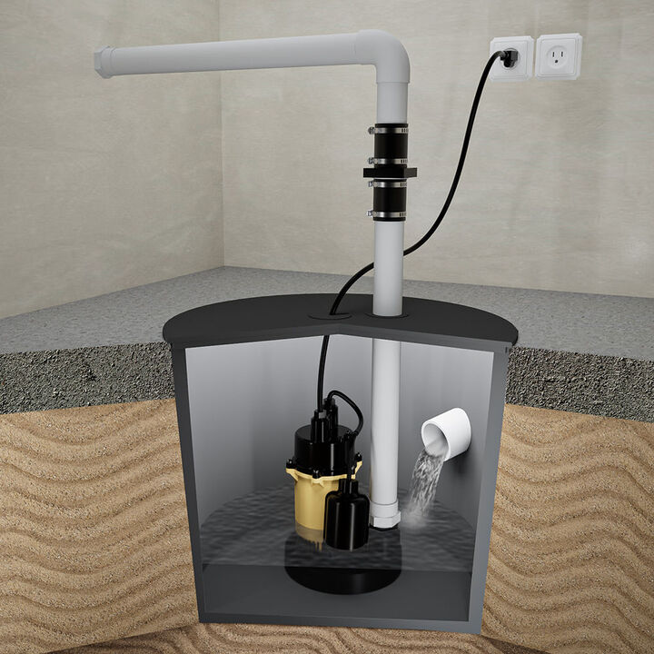 K2 Pumps Sump Pump Cast Aluminum 1/4 HP with Direct in Tethered Switch, large image number 4