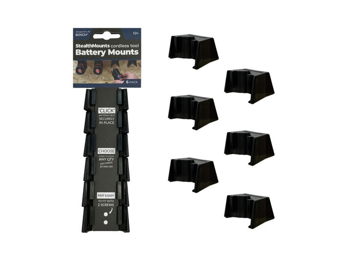 Stealthmounts Battery Mounts for Bosch 10.9/12v 6pk Black