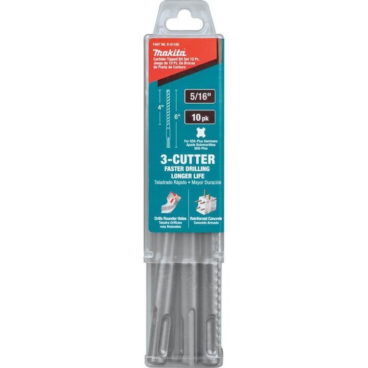 Makita 5/16in x 6in SDS Plus Bit 3 Cutter 10pk, large image number 10