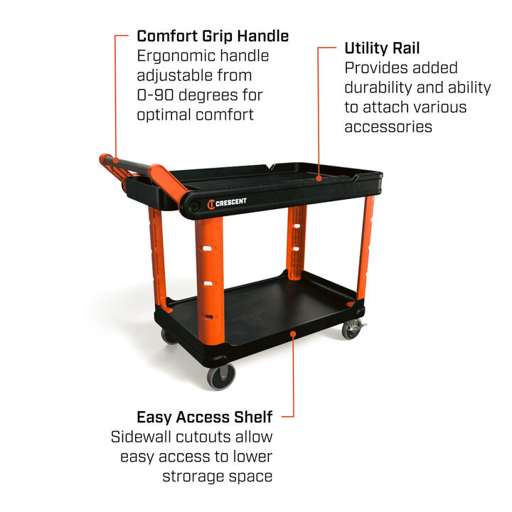 Crescent RAILWORKS 2 Shelf Industrial Utility Cart with 5 Inch Hard Casters, large image number 6