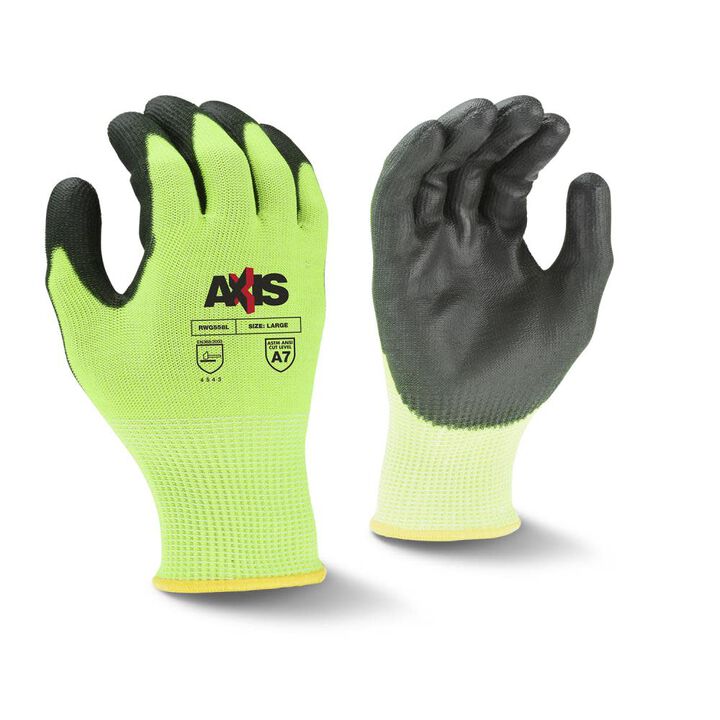 Radians AXIS Work Gloves Cut Level A7 Polyurethane Coated XS