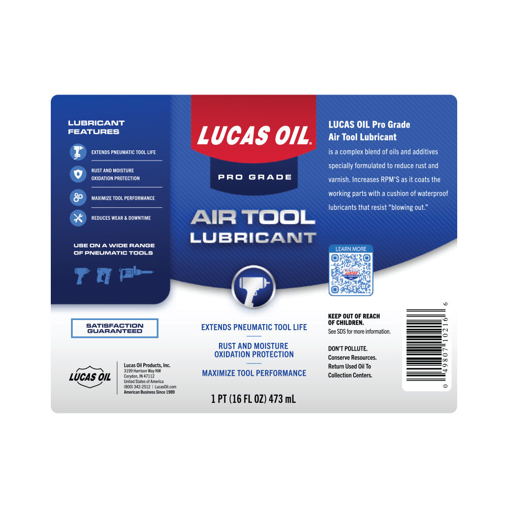 Lucas Oil 1 Pint Heavy Duty Air Tool Lubricant, large image number 2