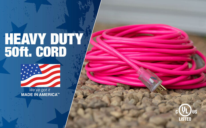 Southwire SJTW High Visibility Pink Extension Cord Lighted End 50 Ft 12/3, large image number 2
