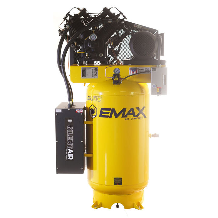 EMAX 230V 10HP 1PH 80 Gallon Vertical Air Compressor with Radiator