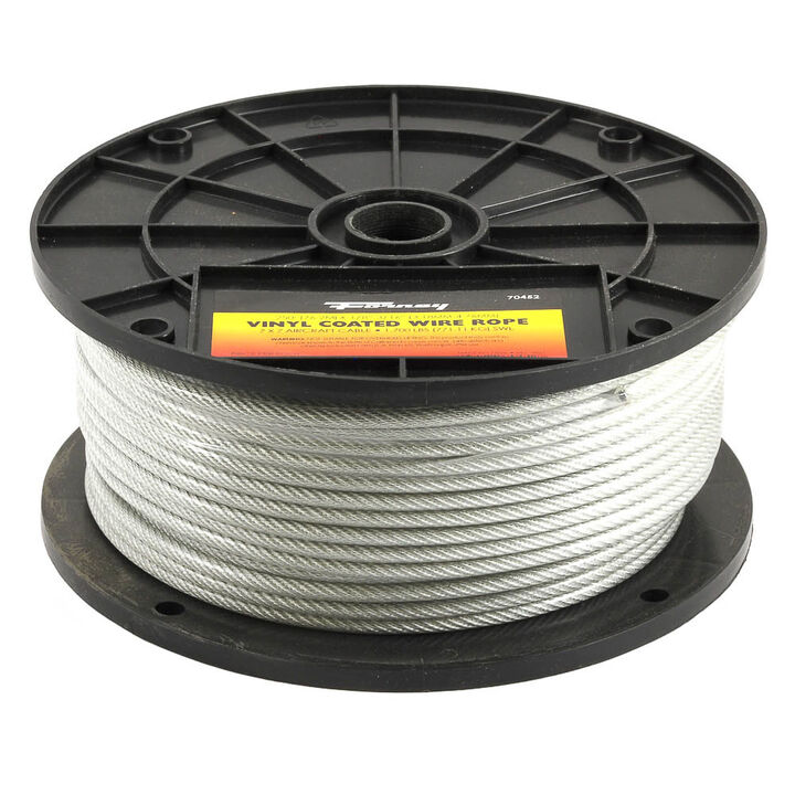 Forney Industries Wire Rope 1/8in 3/16in x 250' Vinyl Coated