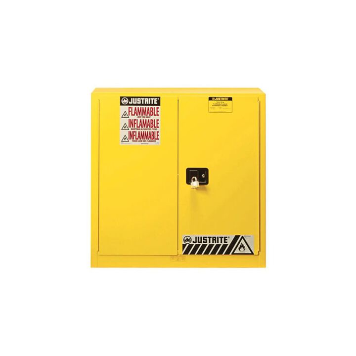 Justrite 35 In. Height 30 Gallon Yellow Steel Manual Close Cabinet