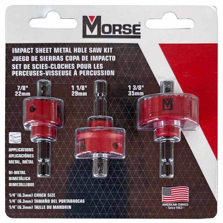 MK Morse 3-Piece Bi-Metal Impact Hole Saw Kit