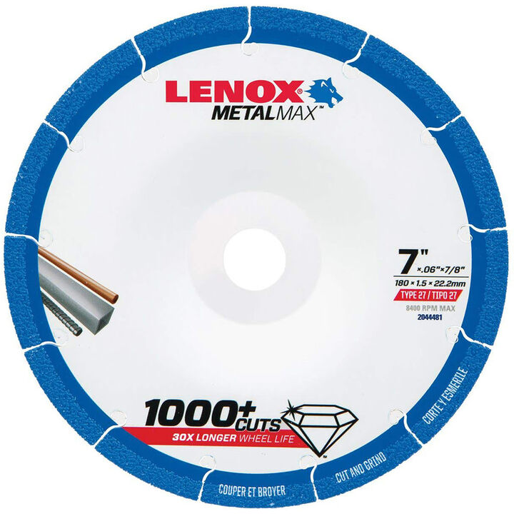 Lenox MetalMax 7 Inch Segmented Rim Diamond Edge Cutoff Wheel for Metal
