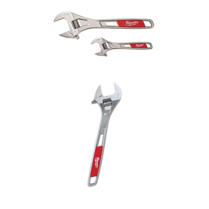 Milwaukee 2 Piece 6 and 10 Inch Wrench Set, 12 Inch Adjustable Wrench Bundle