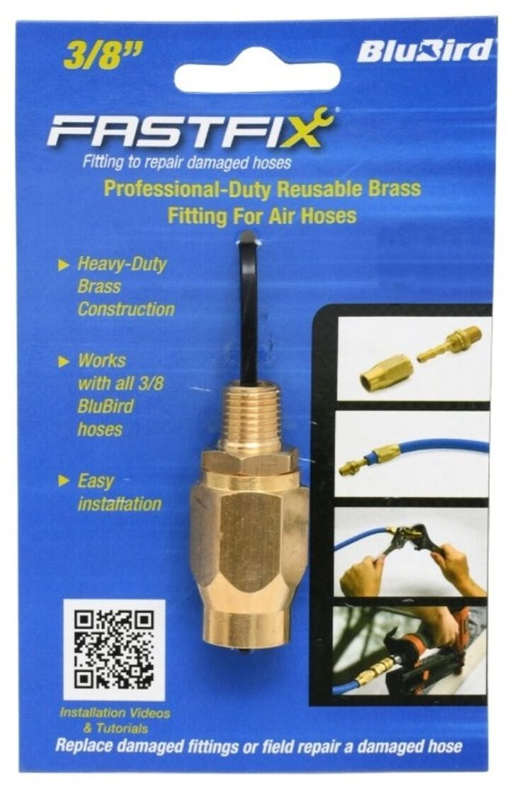 BluBird Fast Fix 3/8 Inch Air Hose Assembly Repair Fitting with 1/4 Inch Fixed