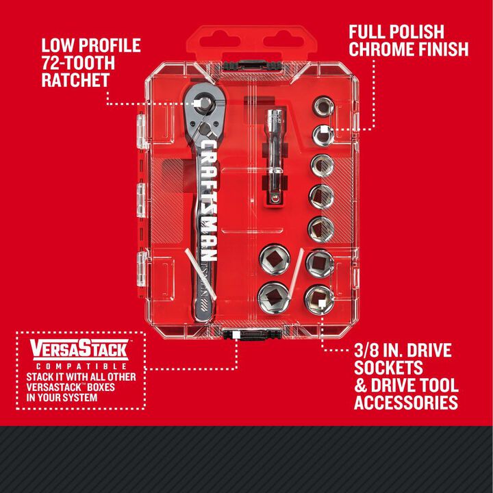 CRAFTSMAN 3/8-In Drive SAE Mechanics Tool Set, 11pc, large image number 1
