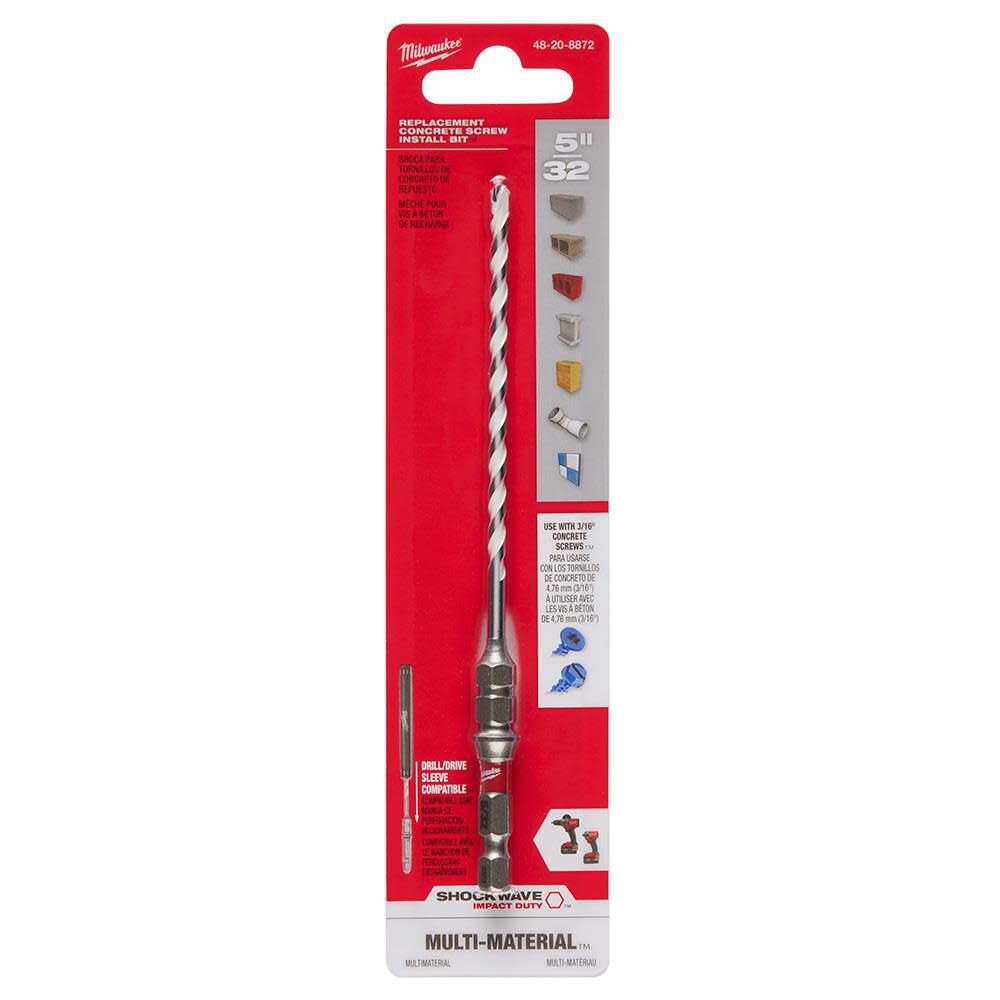 Milwaukee 5/32inch x 6inch SHOCKWAVE Carbide Multi Material Drill Bit for Concrete Screws, large image number 10