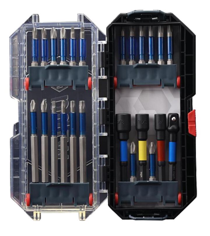 Wiha TerminatorBlue Impact Bit Set with Nut Setters and Adapter, 24 Pieces