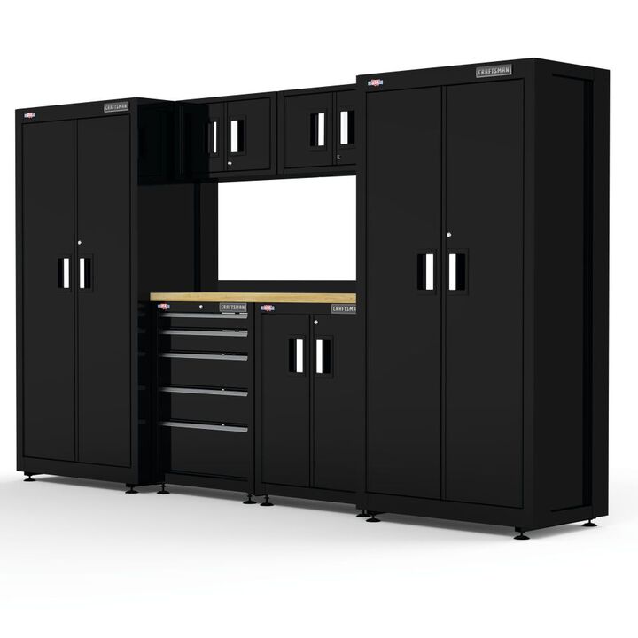 CRAFTSMAN 126 Inch Wide Welded Metal Storage Suite With Cabinet and Drawer Storage, 7 Piece